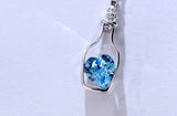 Love Drift Bottles Pendant Necklace (Blue Heart Crystal)