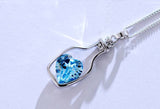 Love Drift Bottles Pendant Necklace (Blue Heart Crystal)